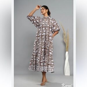 KARNI hand printed cotton dress  with pockets size Large